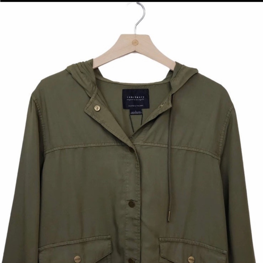 Lightweight  SANCTUARY Hooded Utility / Military Green Jacket (size S)